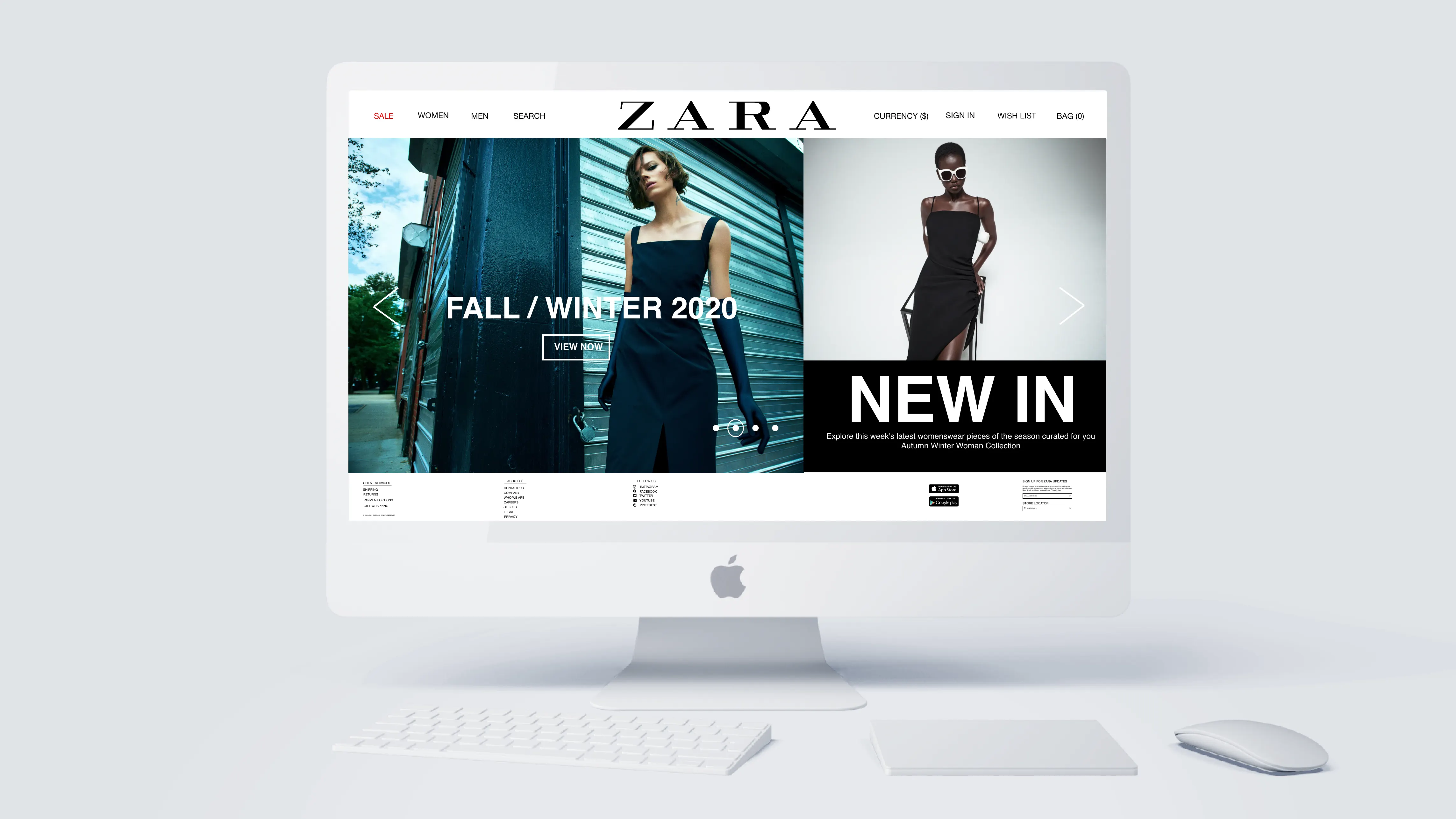 Homepage with centered logo and balanced navigation